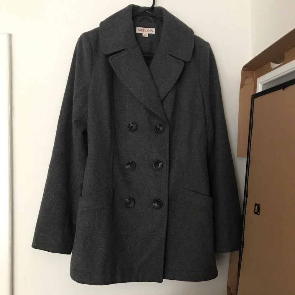 Merona Gray Wool Blend Peacoat